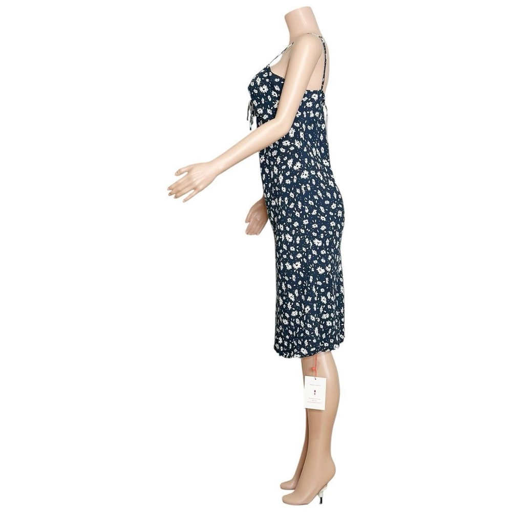 Rouje Navy Floral Slip Midi Dress with White Blooms - Picture 8 of 14